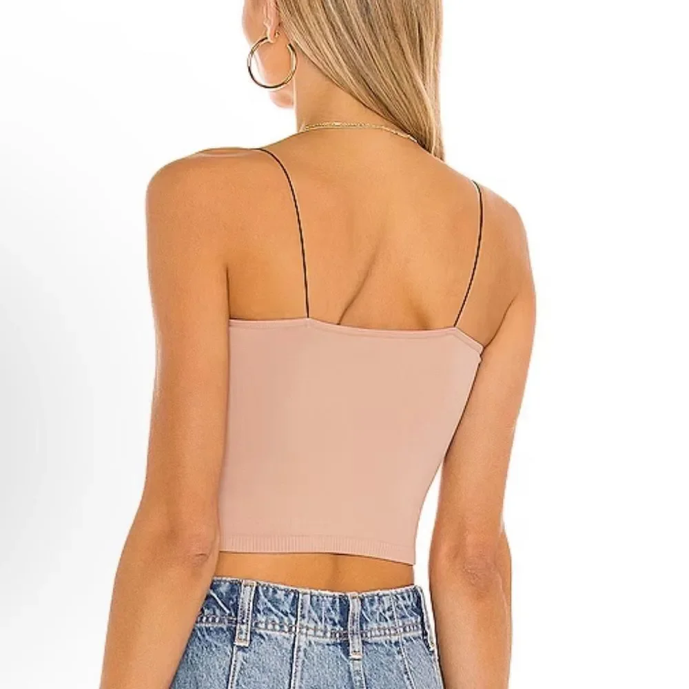 FREE PEOPLE SEAMLESS CROPPED CAMI BLUSH SIZE M/L